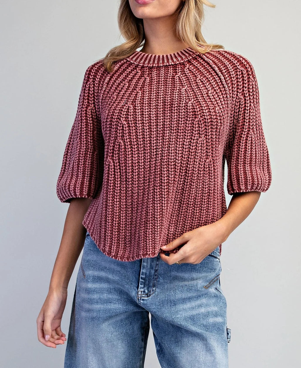 Boxy Cropped Short Sleeve Knit Pullover