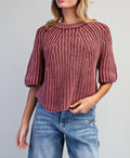 Boxy Cropped Short Sleeve Knit Pullover